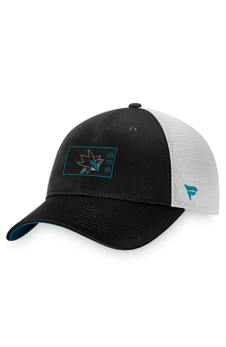 FANATICS Men's Fanatics Branded Black/White San Jose Sharks Authentic Pro Trucker Snapback Hat, Main, color, Black