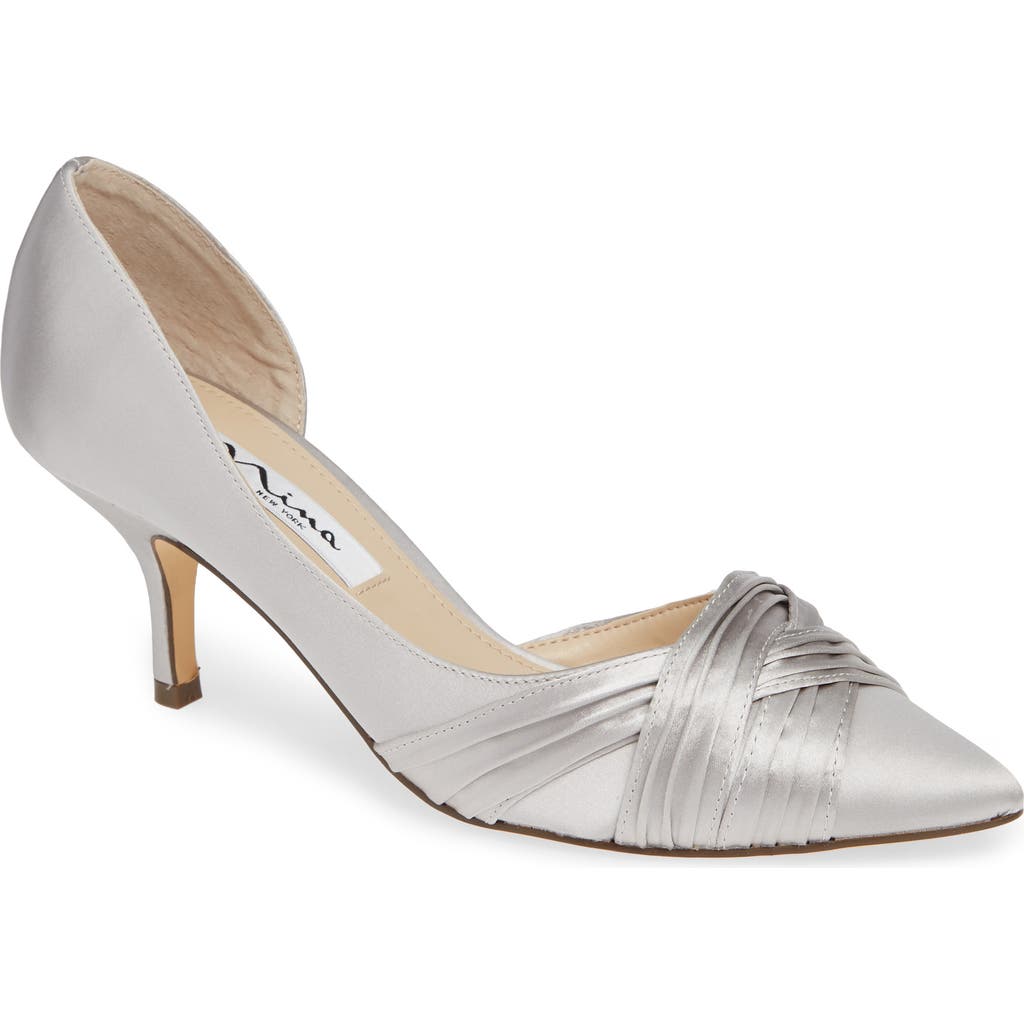 Nina Blakely Half D'orsay Pointy Toe Pump In Silver