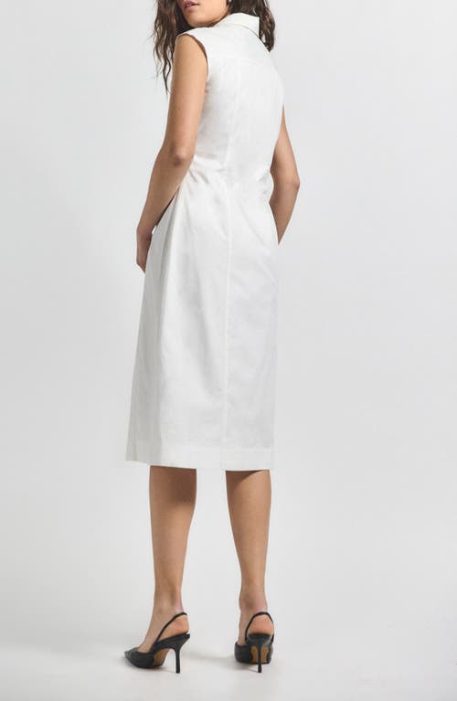 Derek Lam 10 Crosby Nera Ruched Waist Stretch Cotton Sheath Dress In Soft White