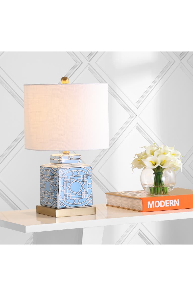 JONATHAN Y Catherine Ceramic/Metal Ginger Jar LED Table Lamp, Alternate, color, Blue/White