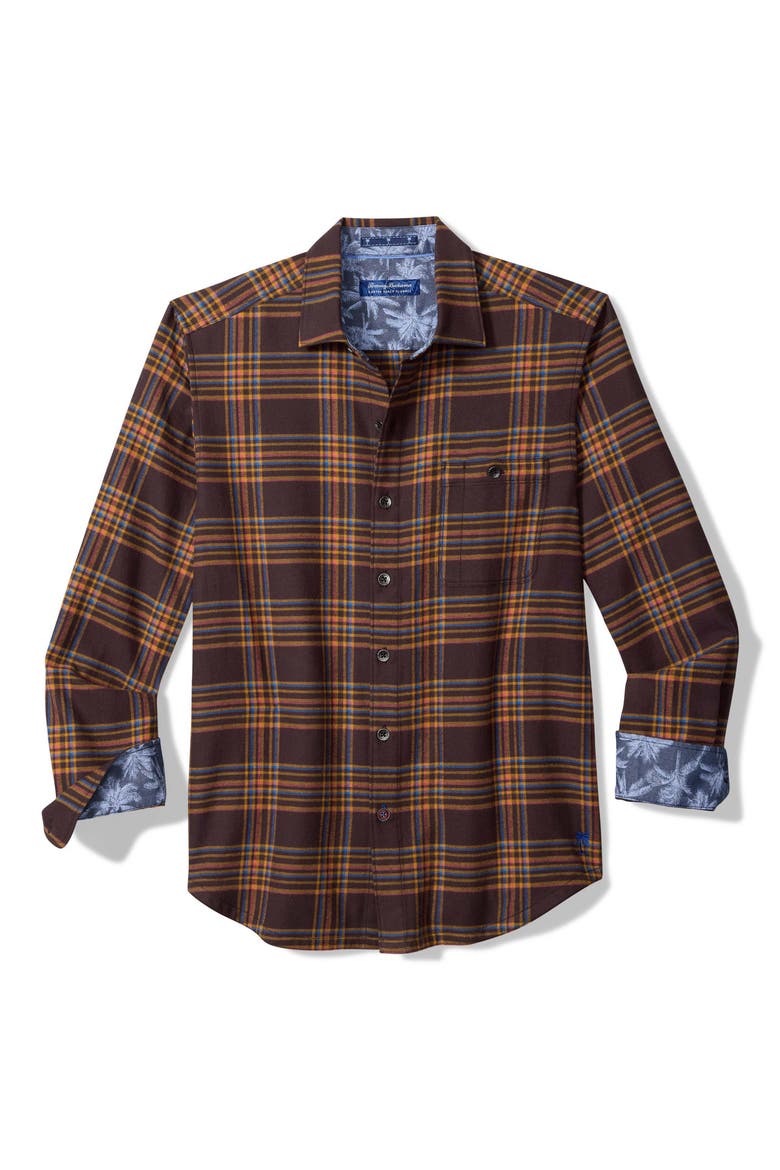 Canyon Beach Camano Plaid Cotton Flannel Button-Up Shirt, Main, color, TREAD
