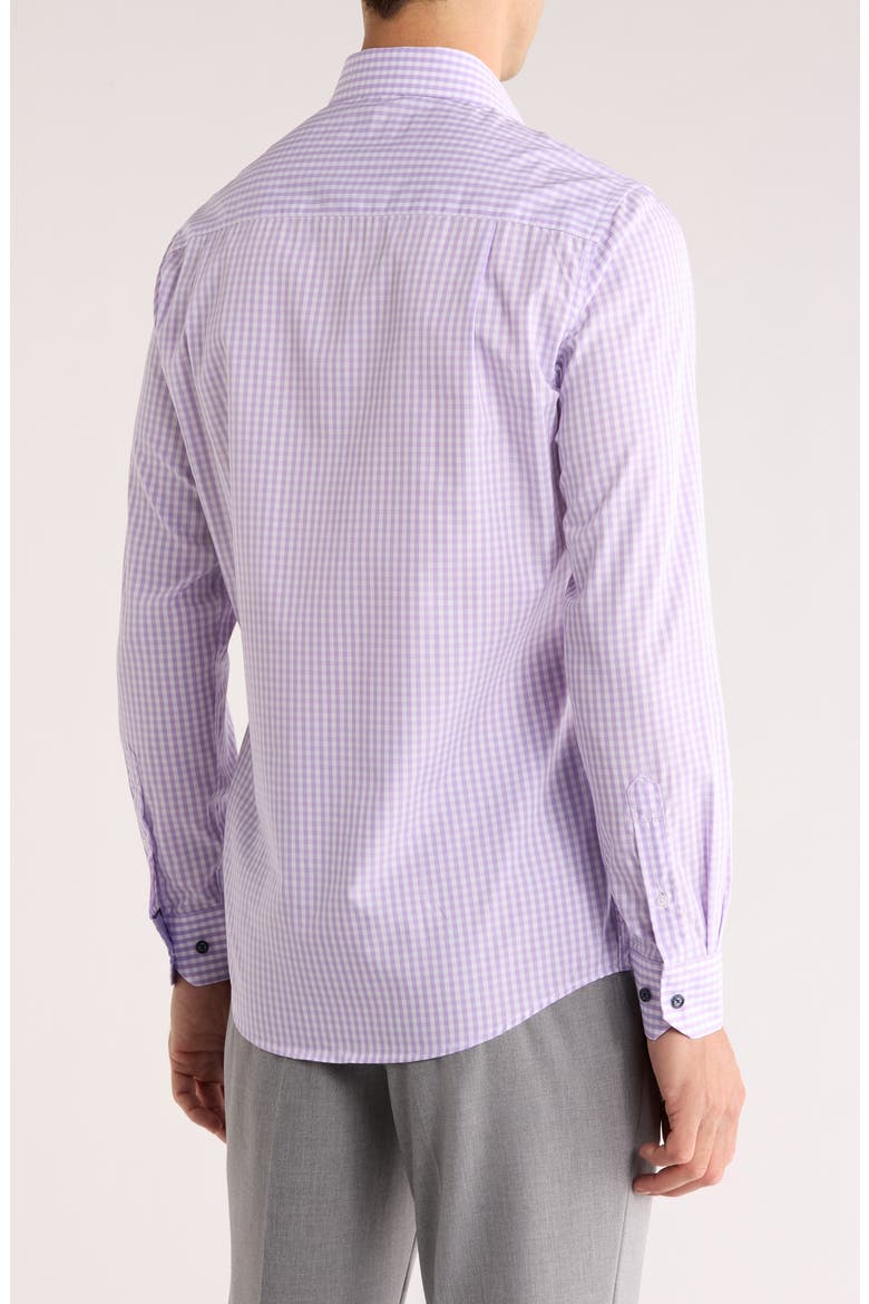 Tailored Fit Check Stretch Cotton Dress Shirt, Alternate, color, PURPLE