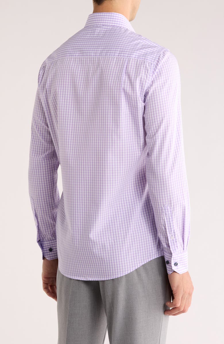 Duchamp Tailored Fit Check Stretch Cotton Dress Shirt, Alternate, color, Purple