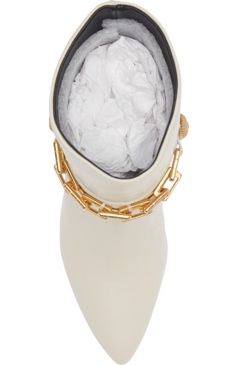 Avec Les Filles Spencer Golden Chain Pointed Toe Leather Bootie, Alternate, color, Ivory