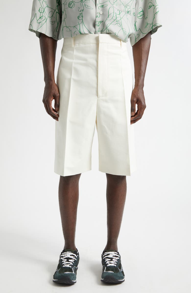 Bottega Veneta Cotton & Silk Crinkled Toile Shorts, Main, color, 9107 Parchment