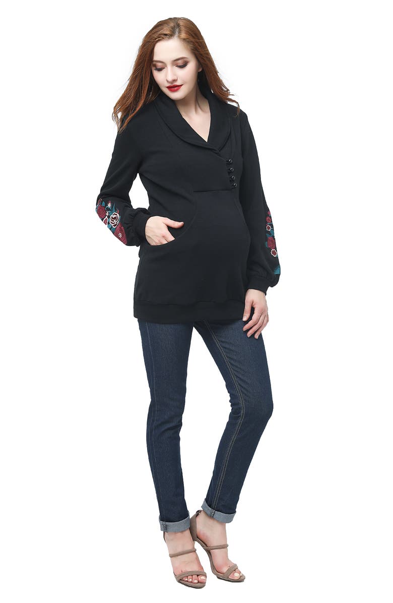 Kimi and Kai Nellie Shawl Collar Maternity Top, Alternate, color, 