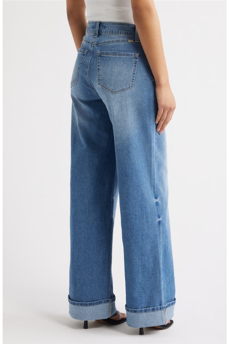 High Waist Cuff Slim Wide Leg Jeans, Alternate, color, KINSLEY