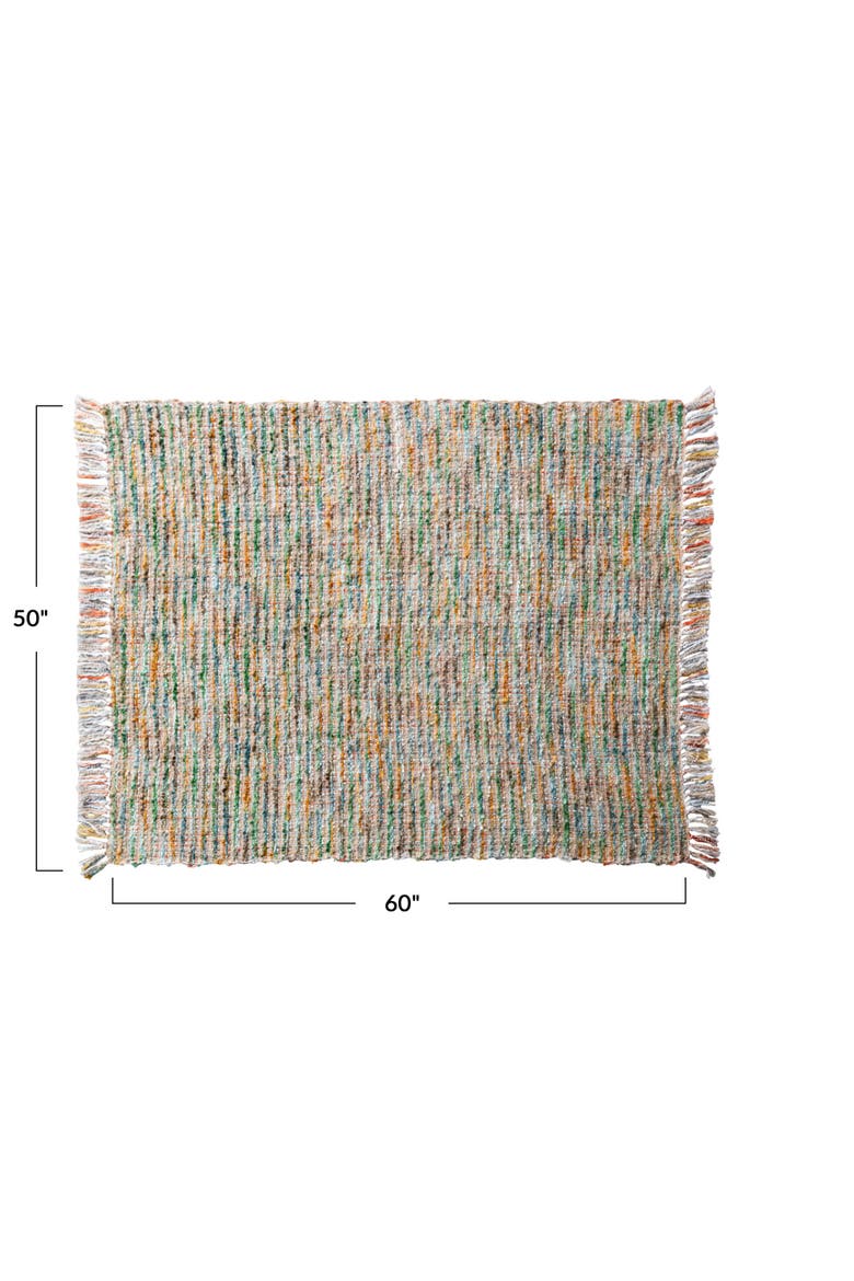 Woven Acrylic Bouclé Throw Blanket with Fringe, Multicolor, Alternate, color, Multicolor