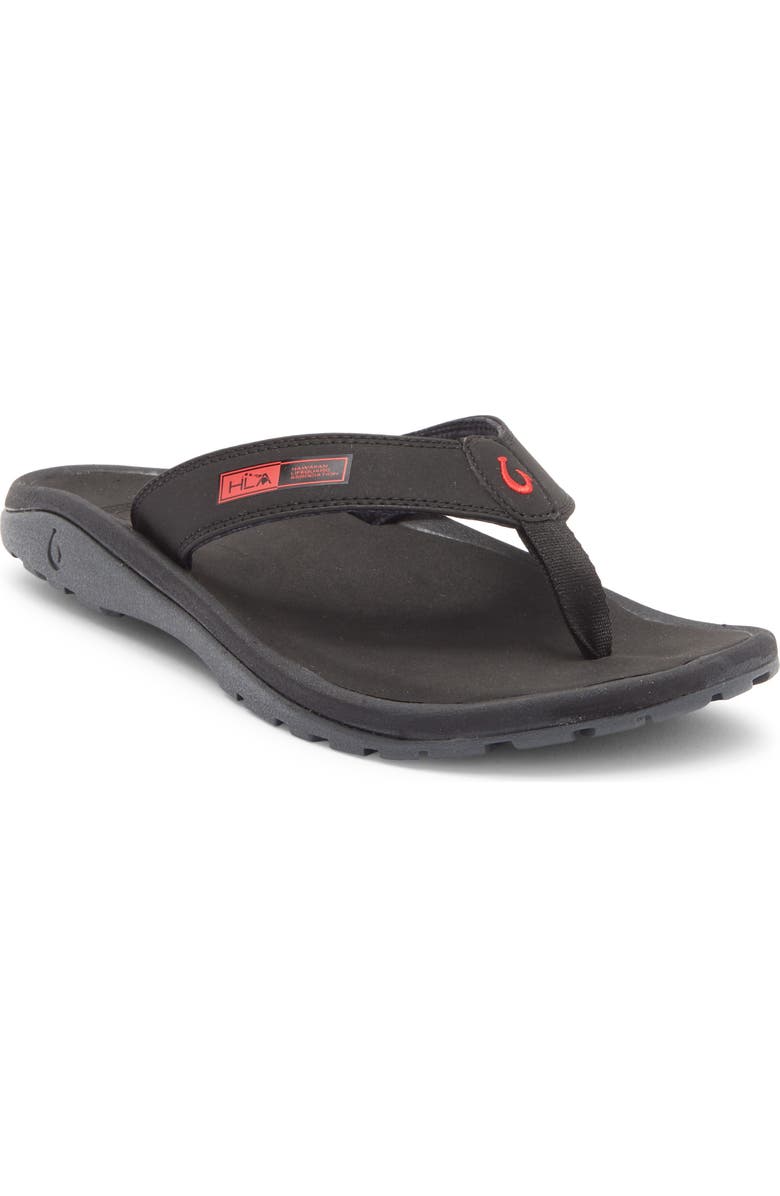 OluKai Ohana Flip Flop, Main, color, Black / Red