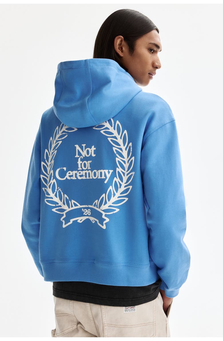 H&M Loose Fit Motif-detail Hoodie, Alternate, color, Light Blue/Not For Ceremony