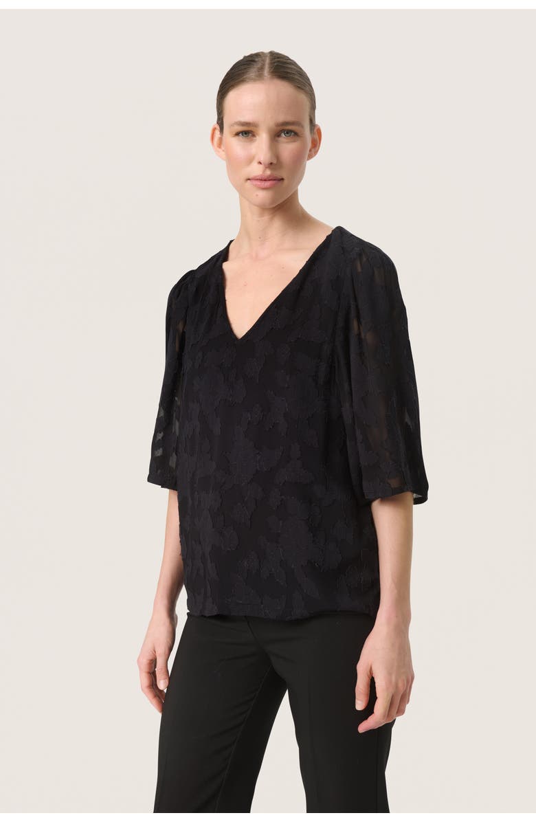 Soaked in Luxury SLFelisia V-neck Half Sleeve Blouse, Main, color, Black
