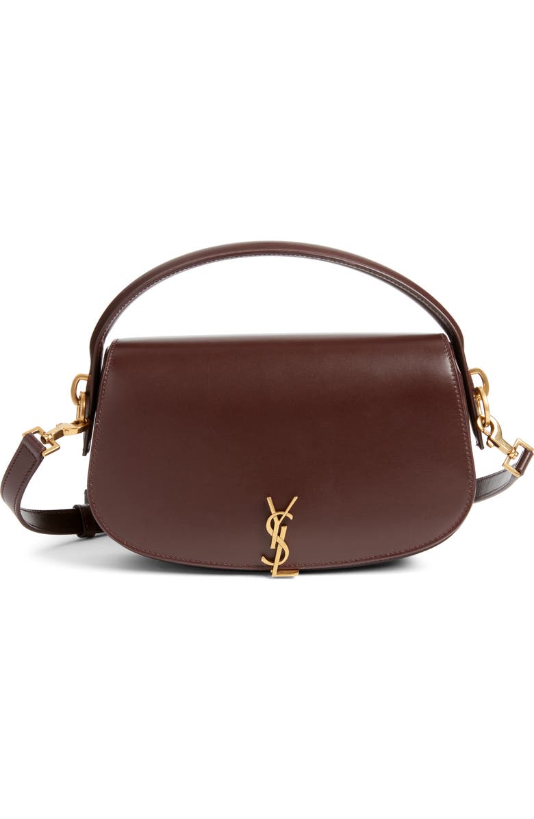 Saint Laurent Voltaire Leather Crossbody Bag, Main, color, Raisin
