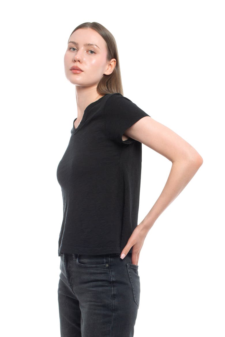 V-Neck Short Sleeve Baby Tee, Alternate, color, Black