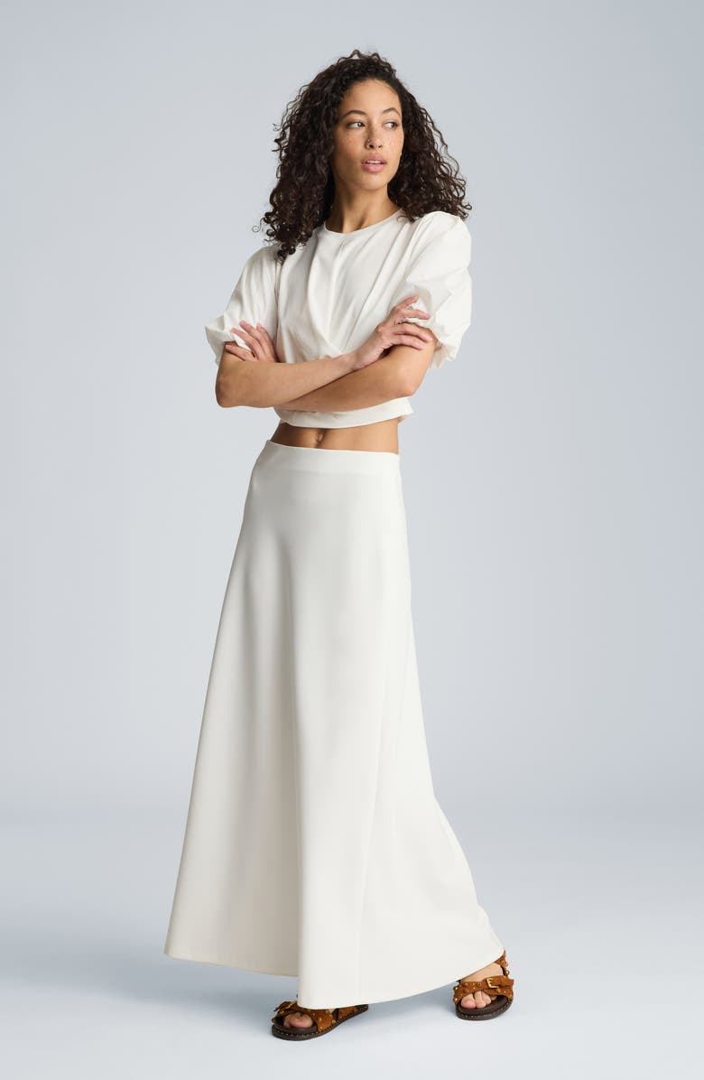 Kenneth Cole Bias Cut Flared Maxi Skirt, Alternate, color, Pure White