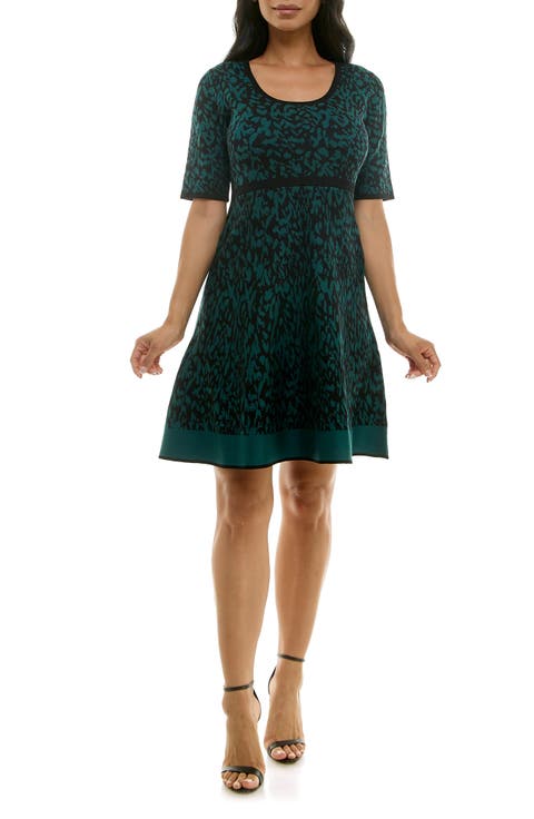 Elbow Sleeve Fit & Flare Sweater Dress