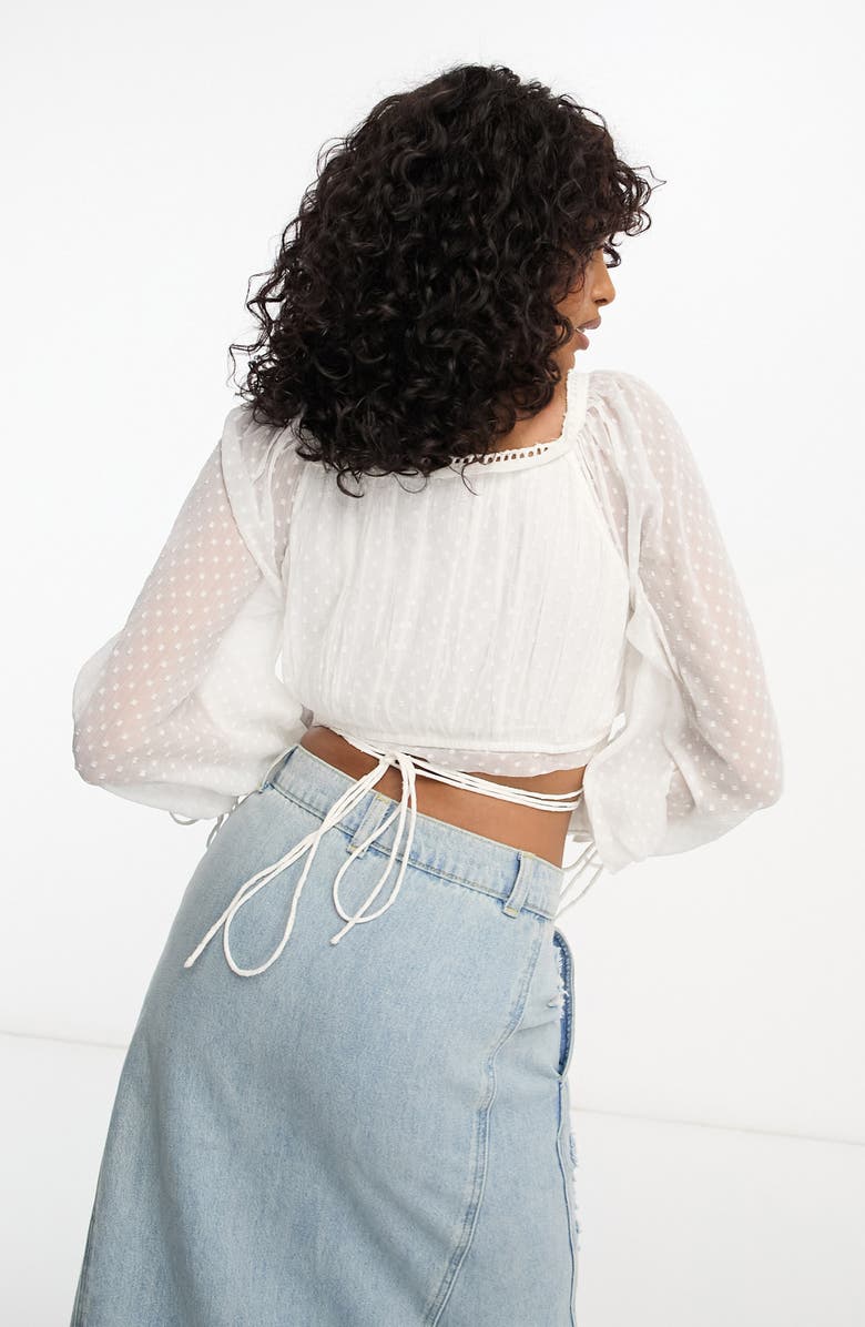 ASOS DESIGN Lace-Up Dobby Crop Top, Alternate, color,