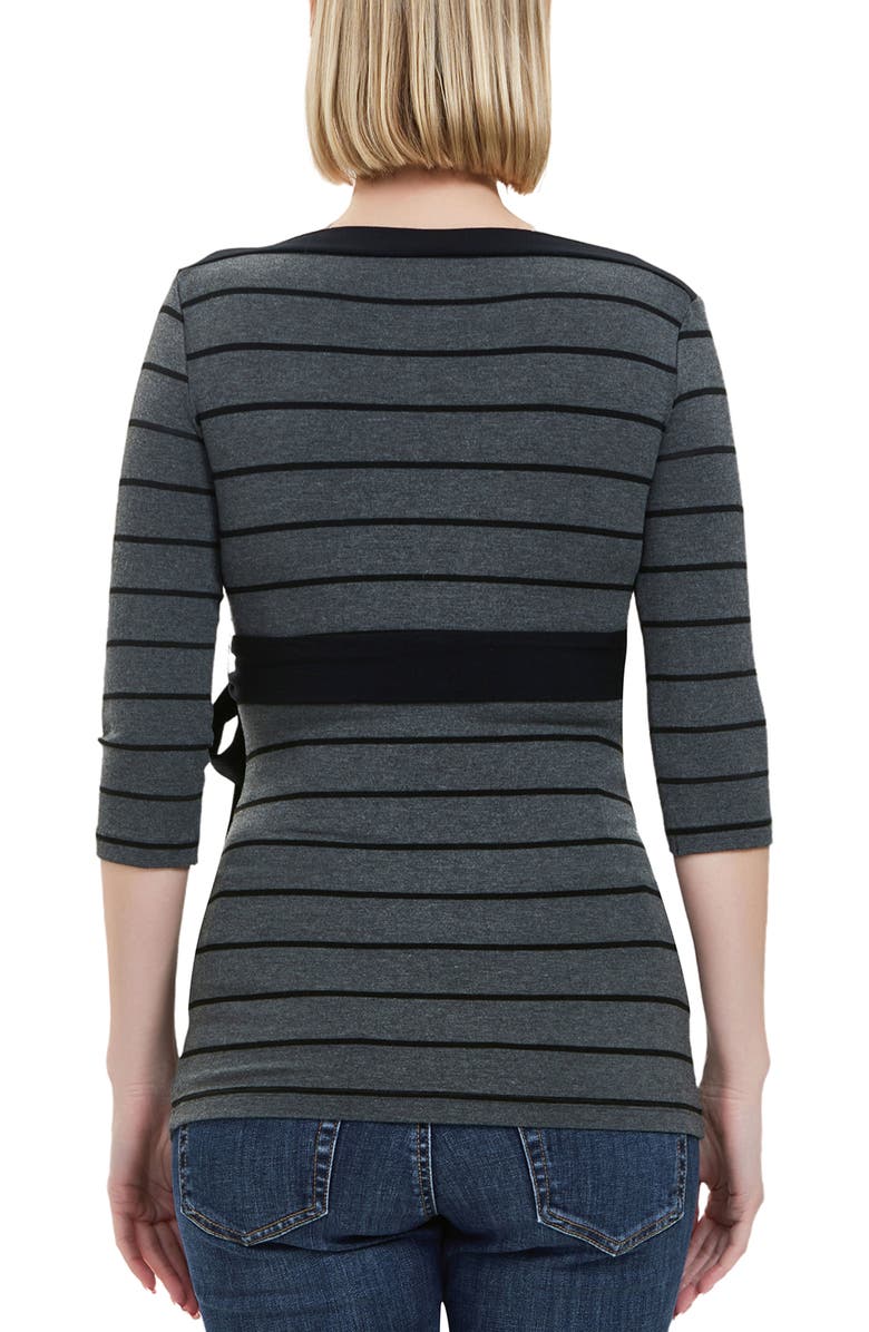 Kimi & Kai Maternity Striped Boat Neck Top, Alternate, color, Gray