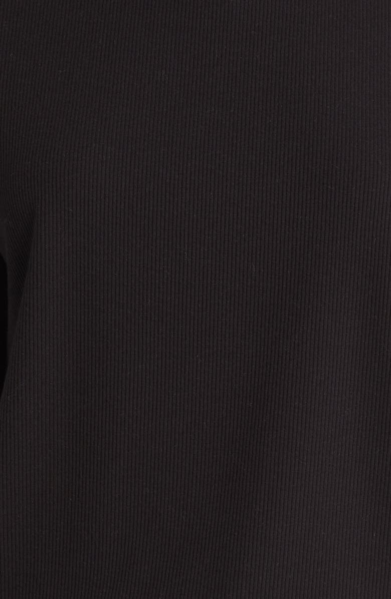 Caslon<sup>®</sup> Pleat Black Long Sleeve Rib Top, Alternate, color,