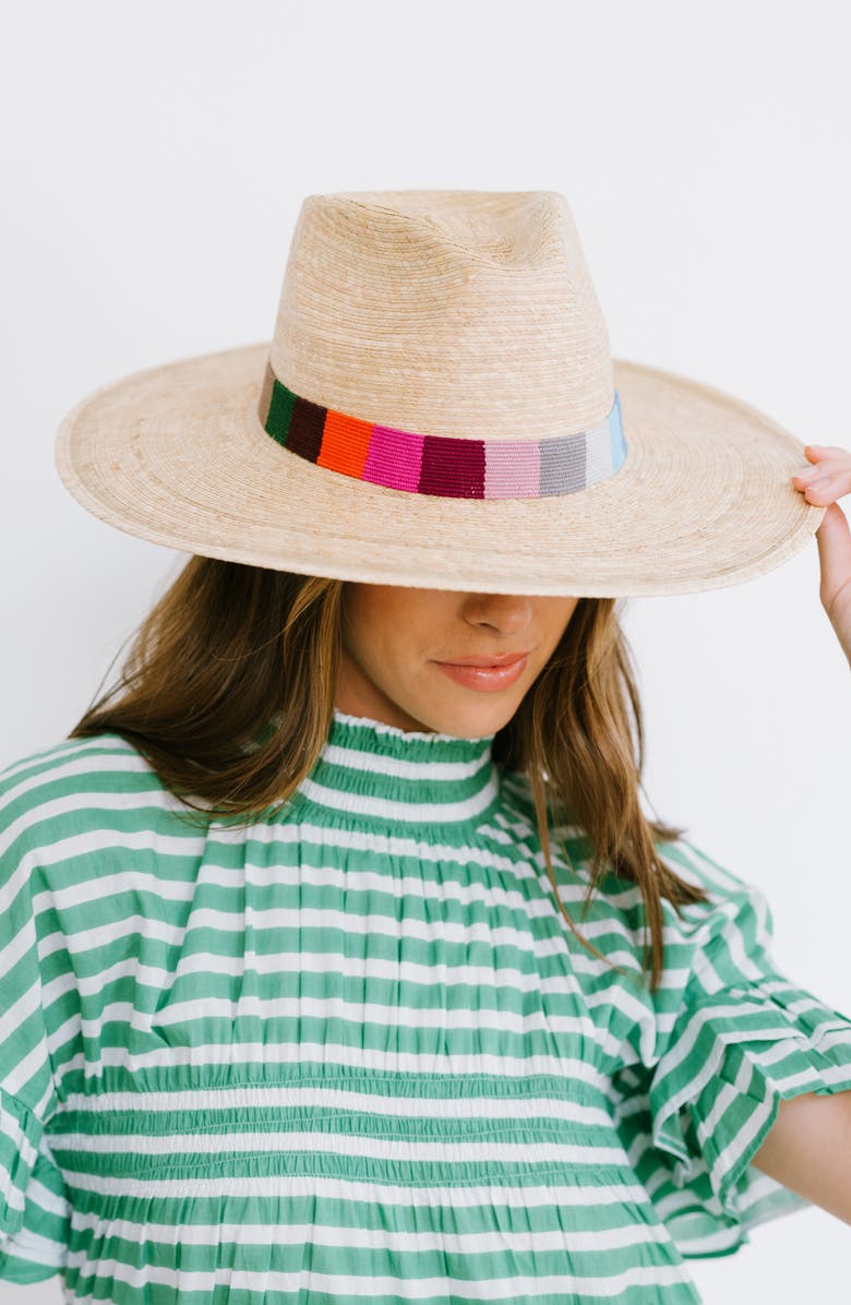 Sunshine Tienda Rosita Palm Straw Hat, Alternate, color, Beige Multi