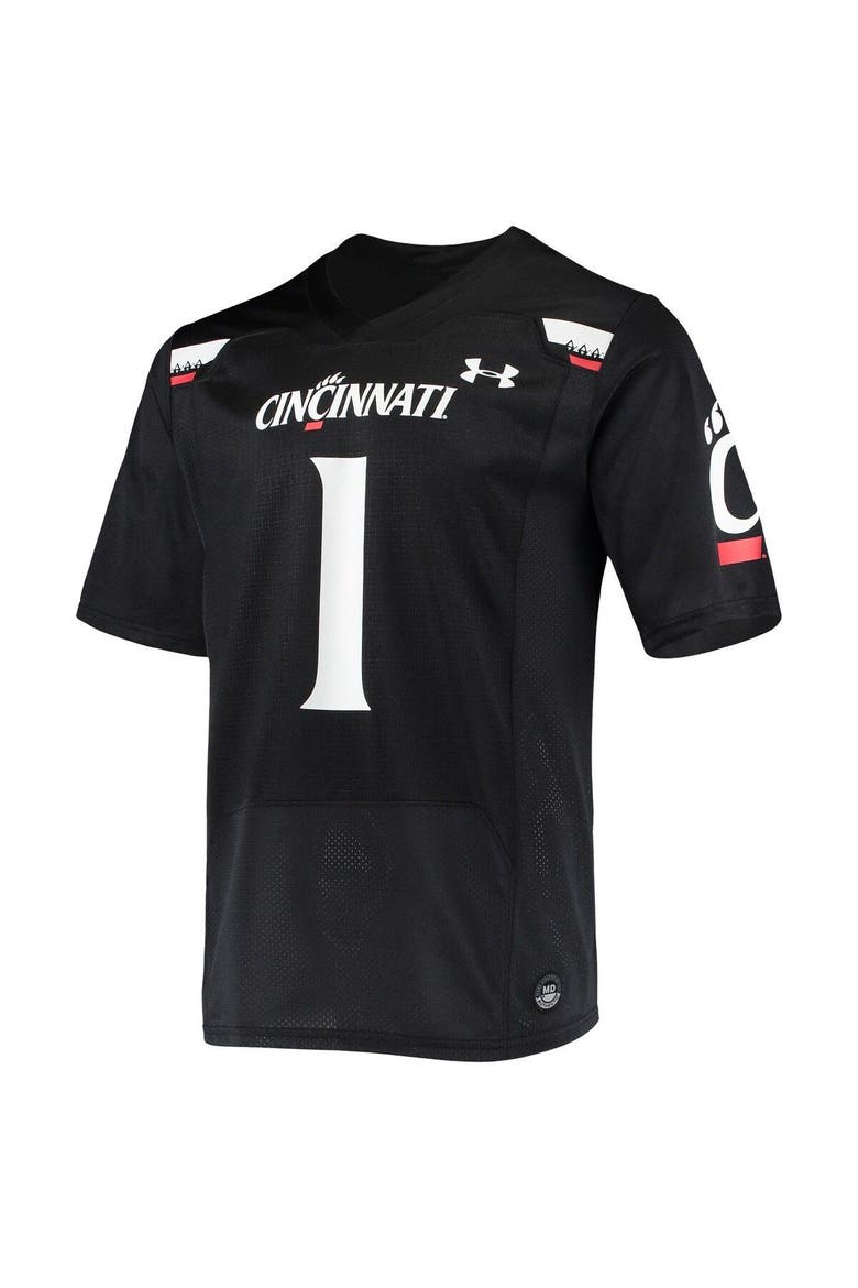 Men's Under Armour #1 Black Cincinnati Bearcats Logo Replica Football Jersey, Alternate, color, Black