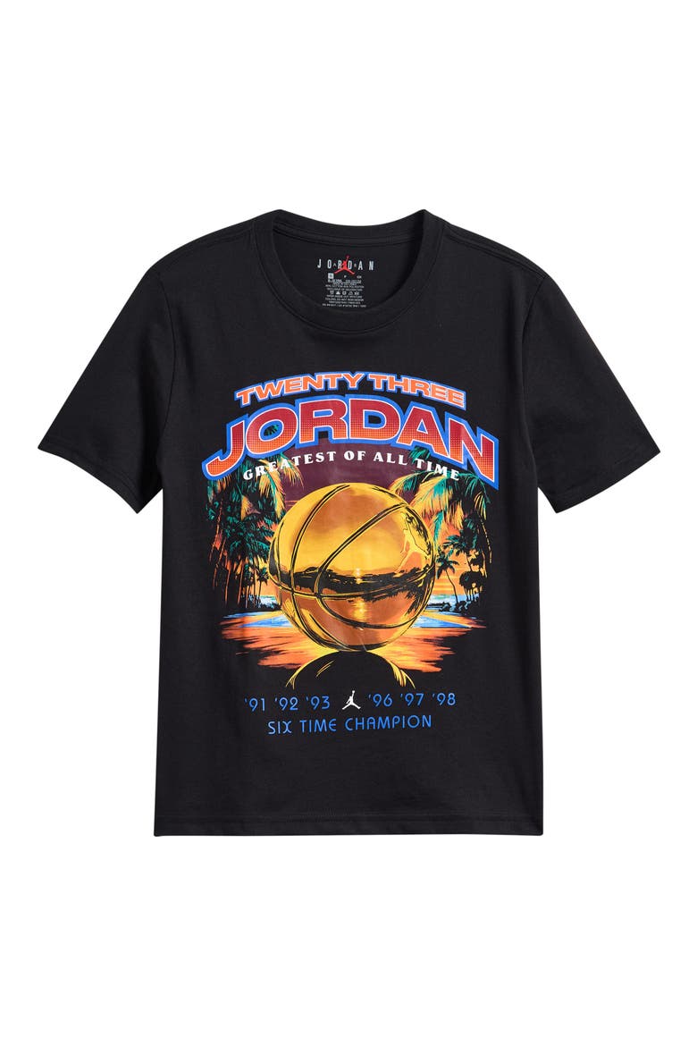 Kids' Jordan Venice Beach Hoops Graphic Cotton Blend T-Shirt, Main, color, BLACK