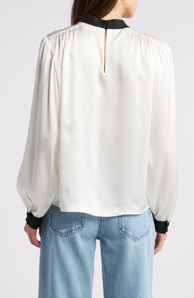 Mock Neck Long Sleeve Silk Top
