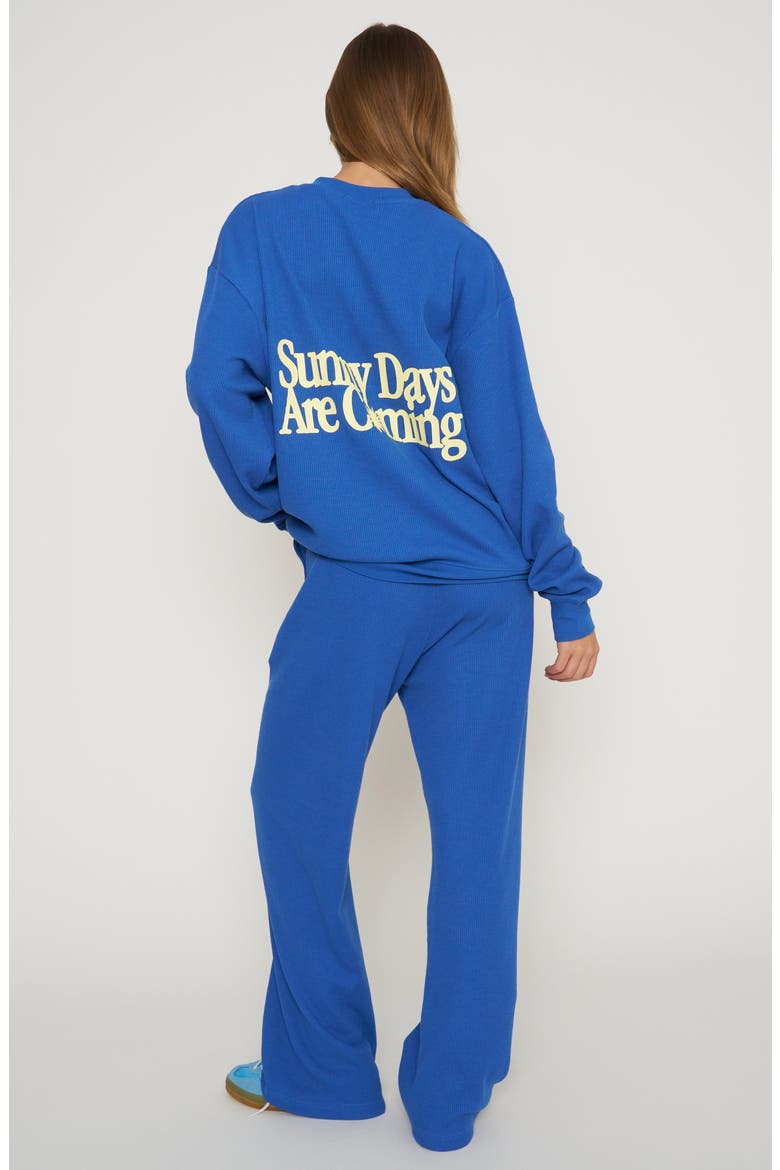 Sunny Days Are Coming Waffle Knit Sweatshirt, Alternate, color, BLUE