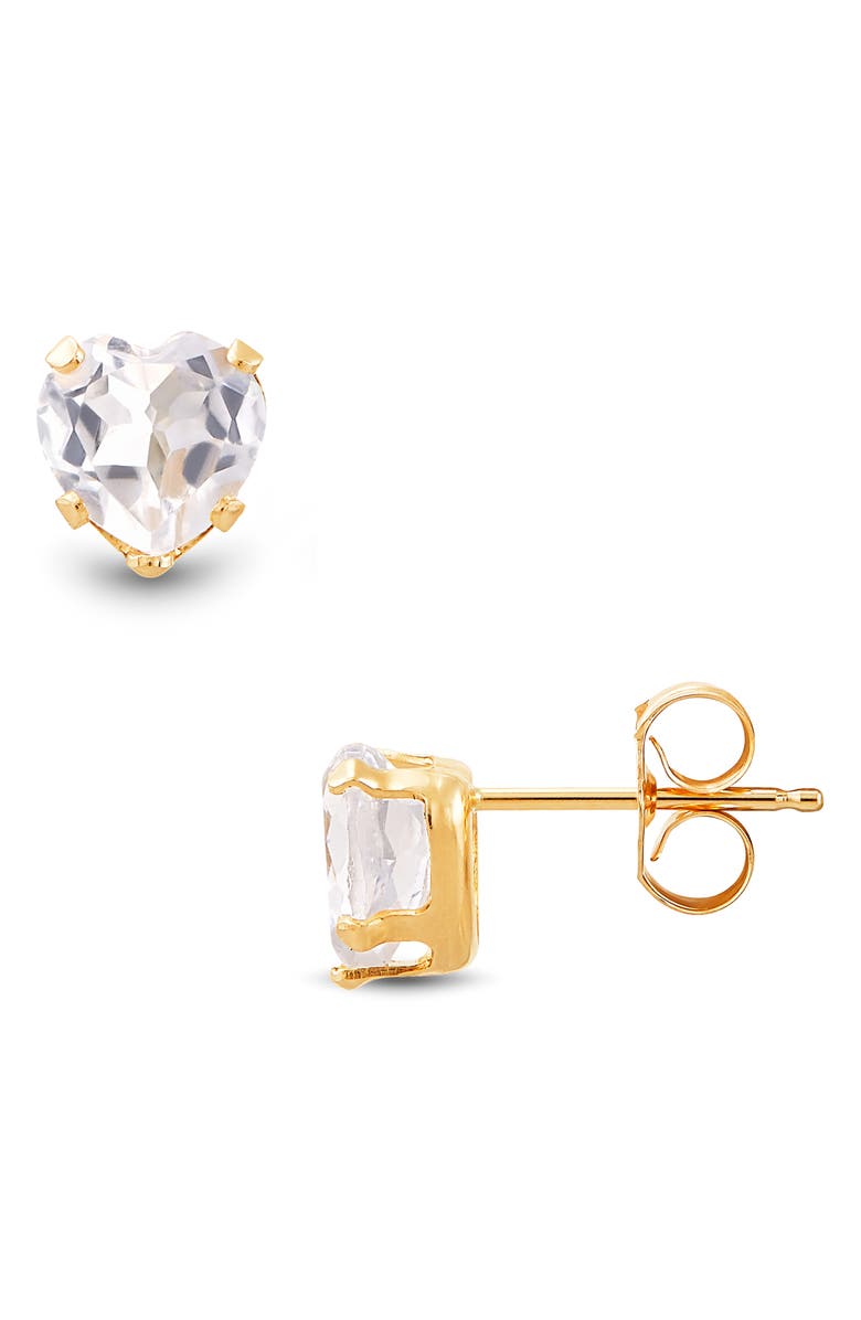Frankie & Zoe White Topaz Heart Pendant Necklace & Stud Earrings, Alternate, color, Yellow Gold