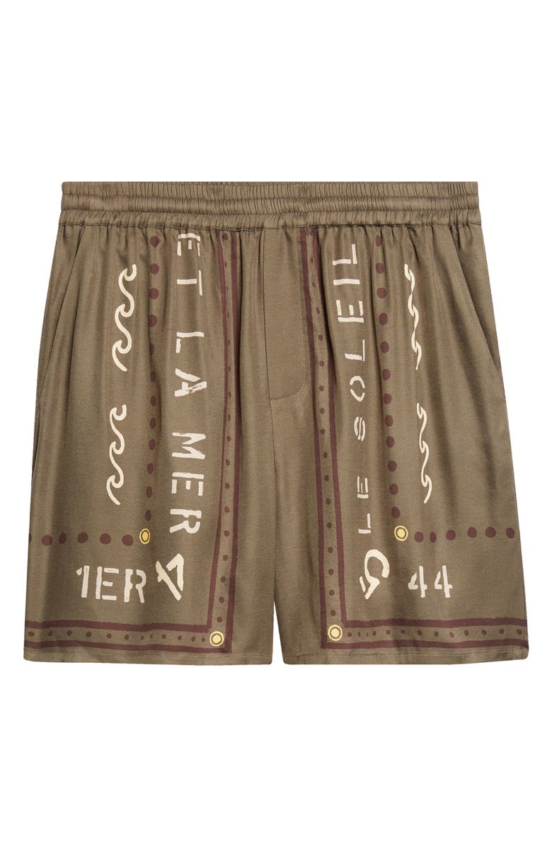 Balmain Club Printed Satin Shorts, Main, color, Uix Khaki/ Multi