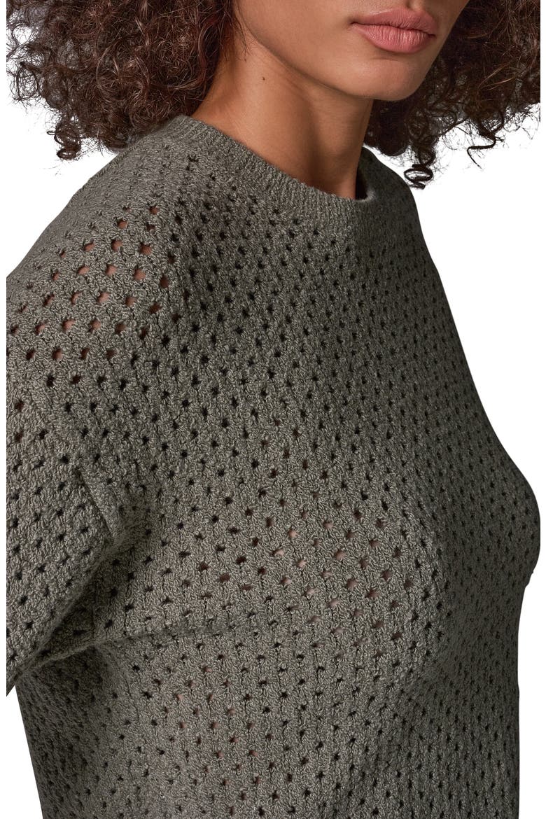 Open Stitch Crewneck Sweater, Alternate, color, SAGE