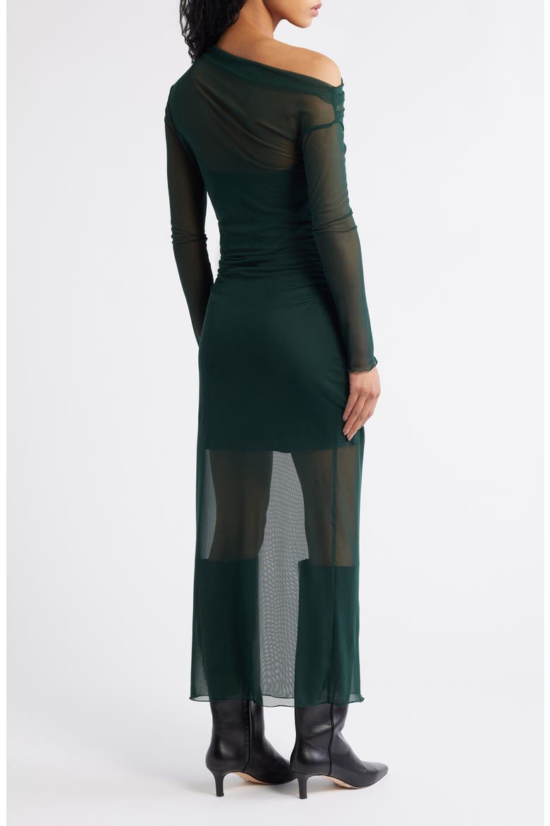 Aitana Asymmetric Neck Semisheer Midi Dress, Alternate, color, GREEN