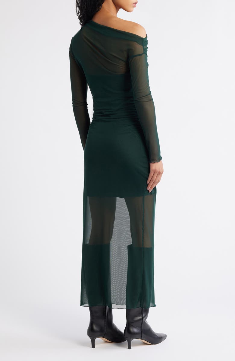 MANGO Aitana Asymmetric Neck Semisheer Midi Dress, Alternate, color, Green
