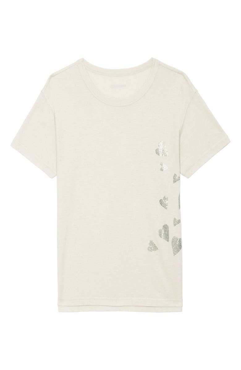 Zadig & Voltaire Marta Rain Strass Heart Embellished T-Shirt, Alternate, color, 