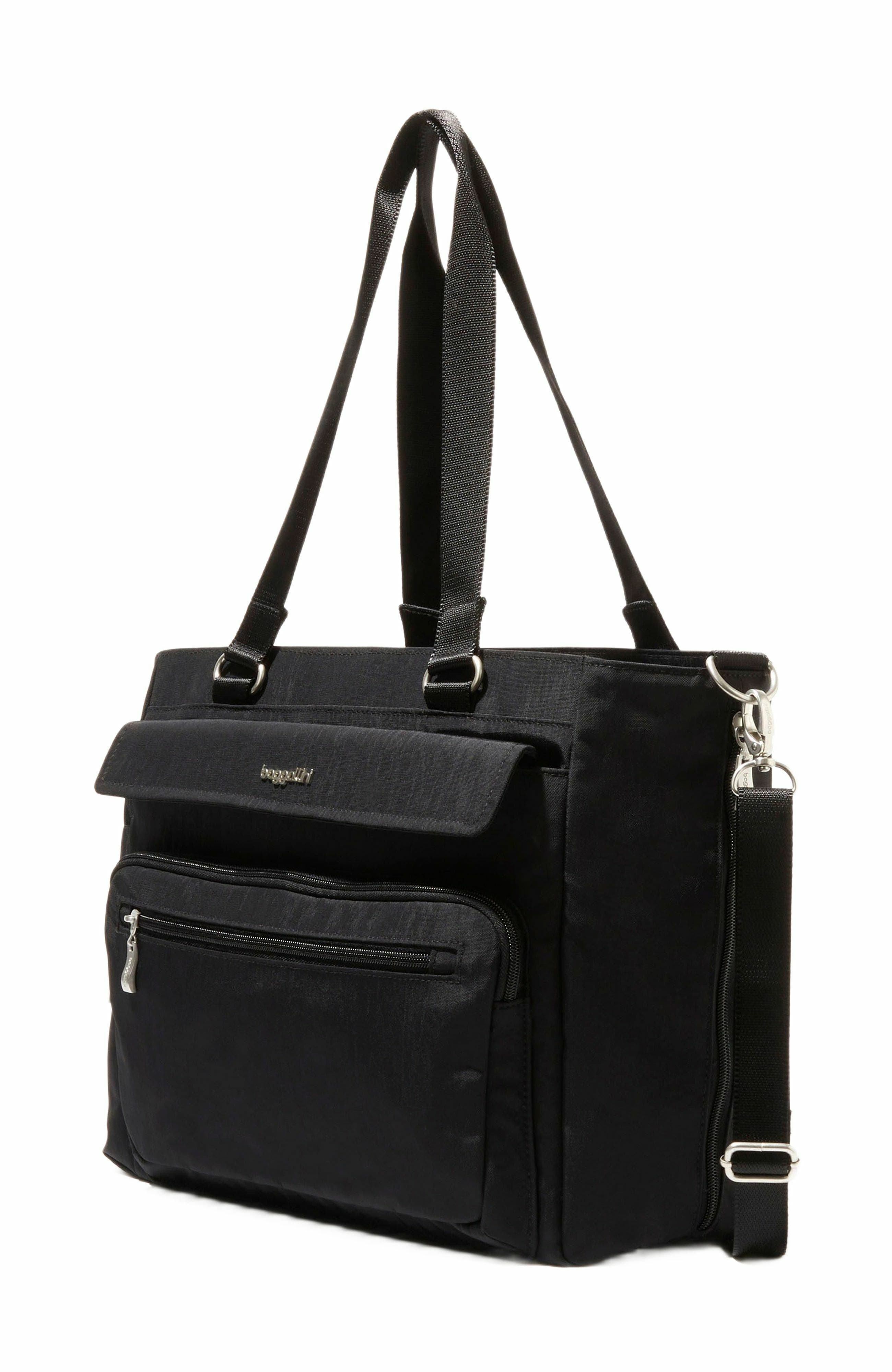 BAGGALLINI Modern Laptop Tote Crossbody Bag, Alternate, color, Black