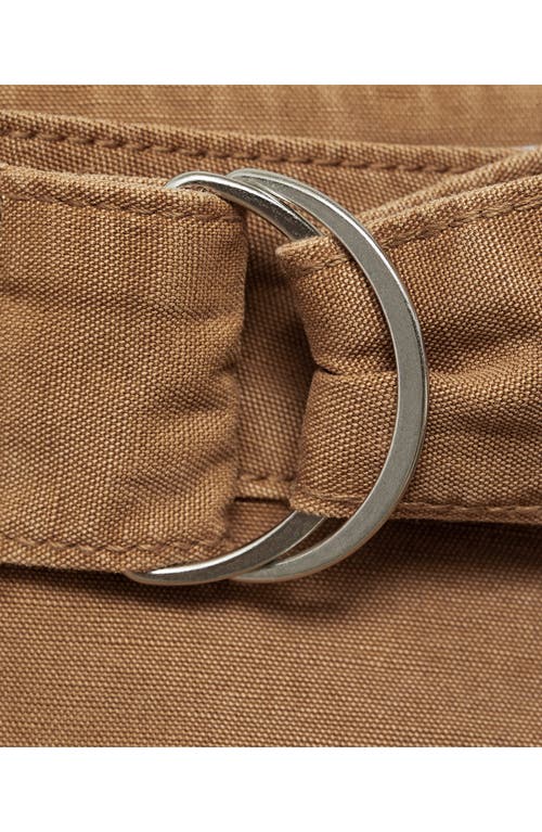 Mango Belted Canvas Wide Leg Pants In Brown