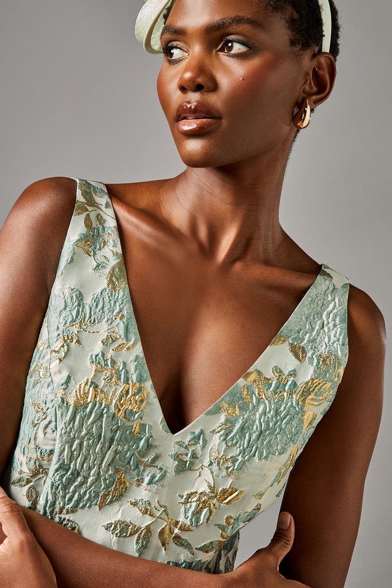 V-Neck Jacquard Midi Dress (Women) | Nordstrom