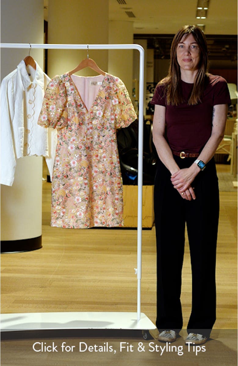 Embroidered Puff Sleeve Cocktail Dress, sales video thumbnail