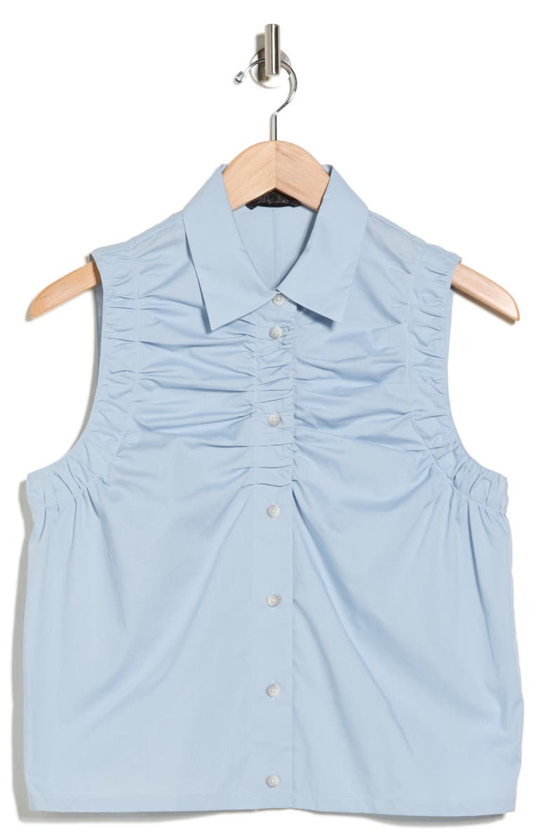 rag & bone Georgina Ruched Button-Up Shirt, Alternate, color, Baby Blue