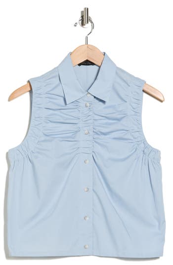 Rag & Bone Georgina Ruched Button-up Shirt In Blue