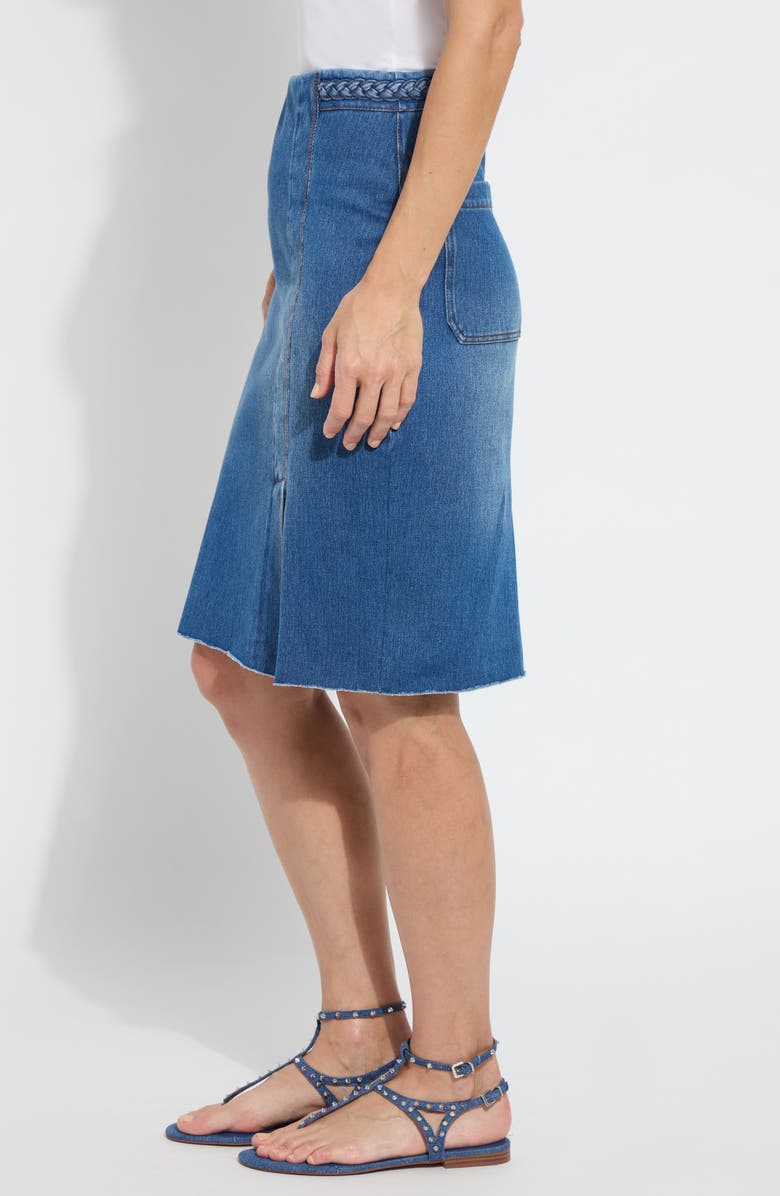 Lysse Tess Braided Denim Pencil Skirt, Alternate, color, Mid Wash