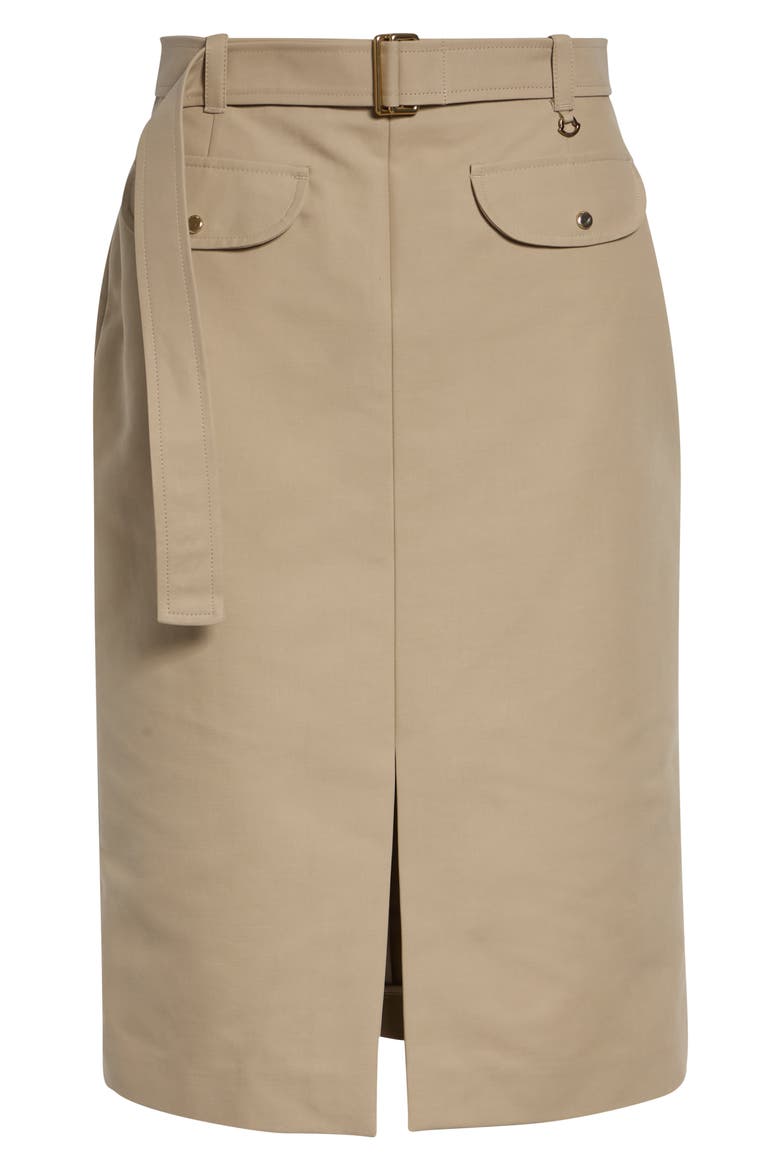 Belted Cotton Skirt, Alternate, color, BEIGE