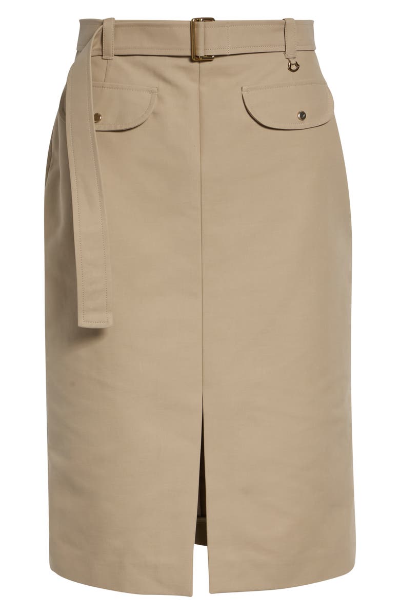 Moncler Belted Cotton Skirt, Alternate, color, Beige