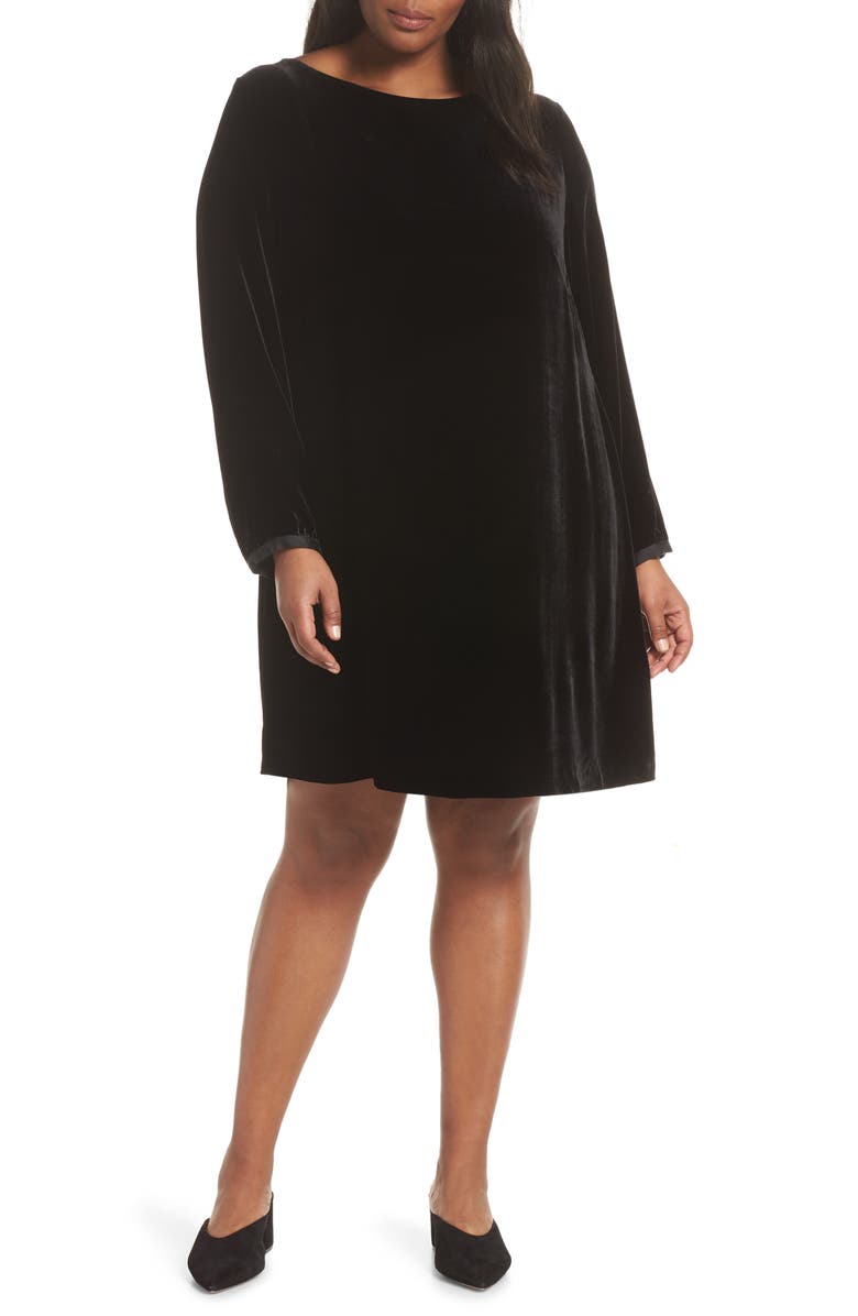 Eileen Fisher Velvet Shift Dress, Main, color, 