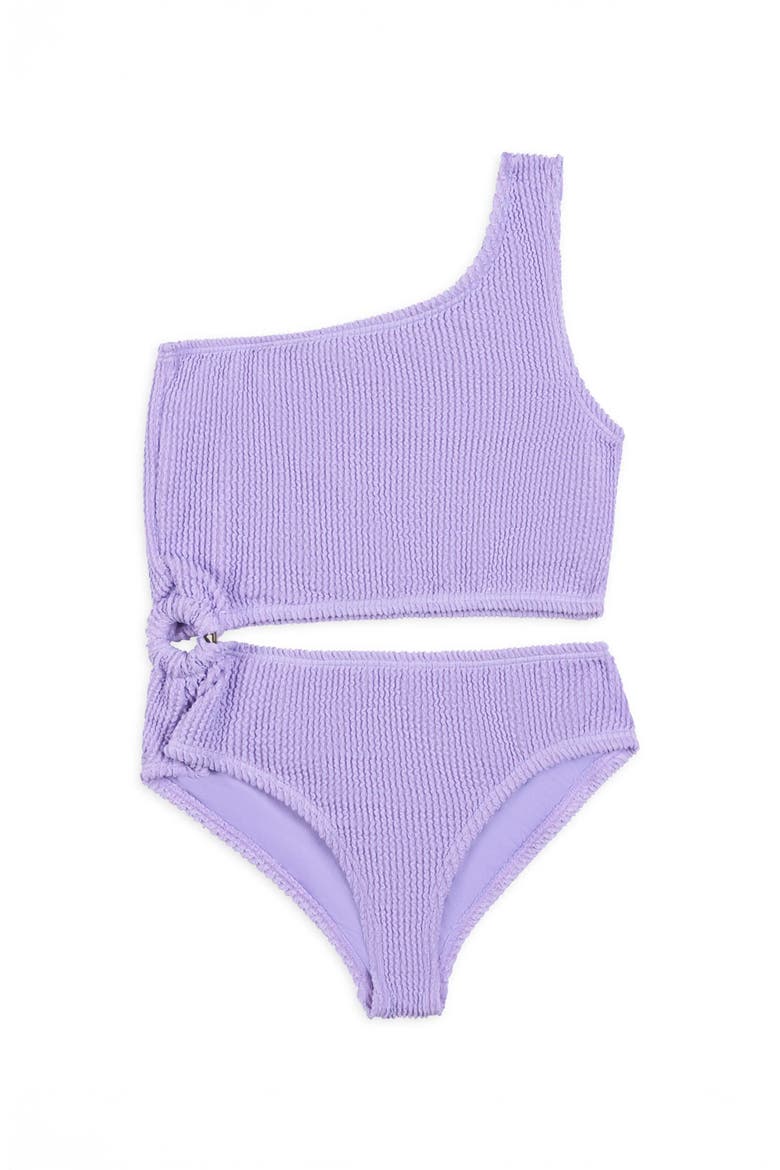 Crinkle Cutout One Piece Swimsuit, Alternate, color, Amethyst