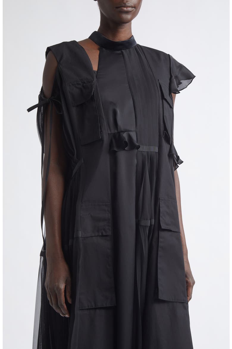 Mixed Media Maxi Dress, Alternate, color, BLACK