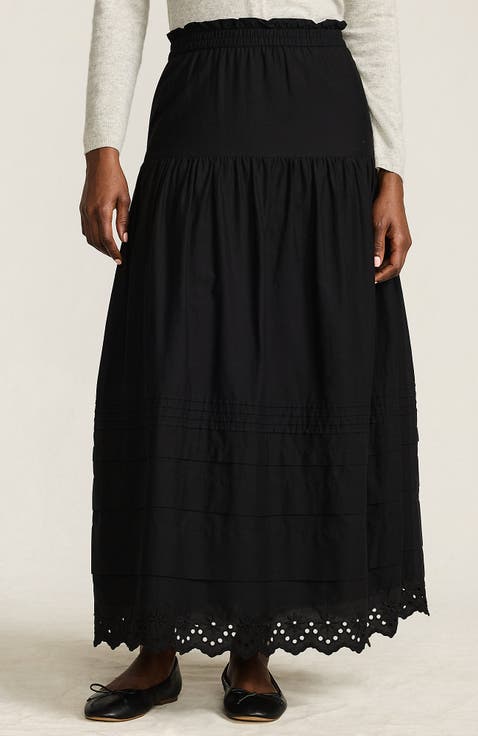 Voile Tiered Eyelet Maxi Skirt