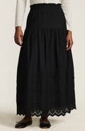 Lands' End Voile Tiered Eyelet Maxi Skirt