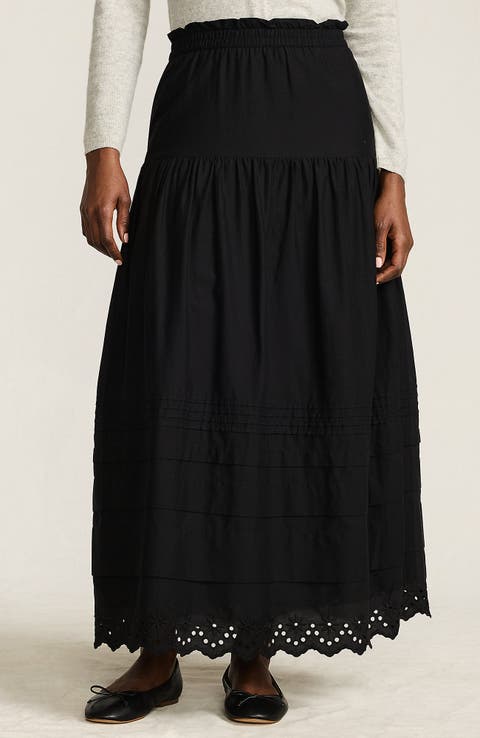 Lands' End Voile Tiered Eyelet Maxi Skirt