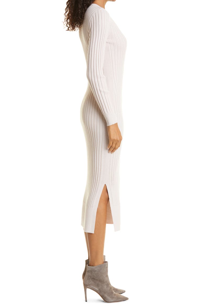 Ribbed Long Sleeve Wool Sweater Dress, Alternate, color, OFF WHITE