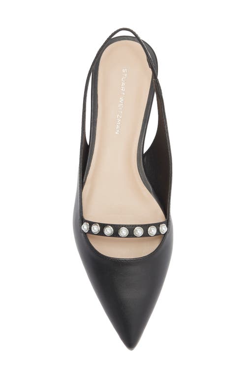 Stuart Weitzman Pearl Leather Slingback Flat In Black